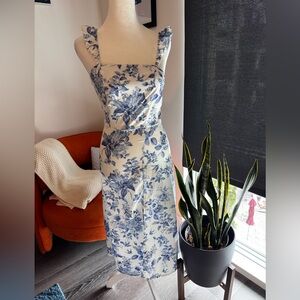 SHEIN Strap Blue and White Floral Dress